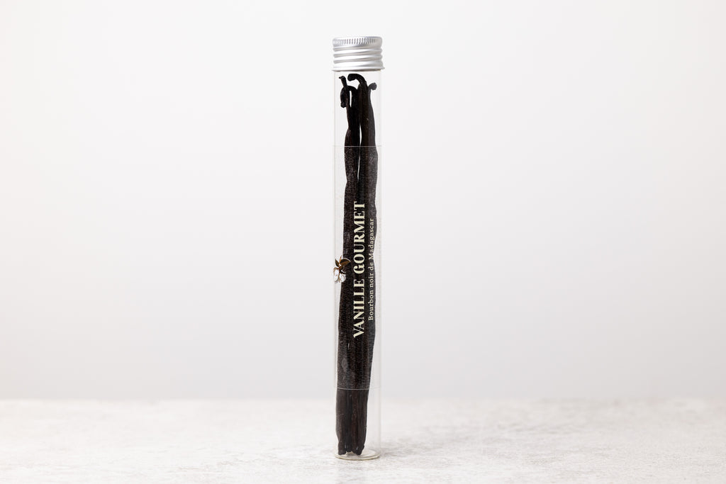 Gousses de vanille Bourbon de Madagascar – Catégorie GOURMET Grand Calibre (+18 cm) Tube de 5 au prix de 29,90 €